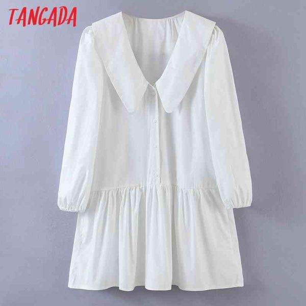 

women white oversize collar long sleeve ladies loose mini dress vestidos sl500 210416, Black;gray