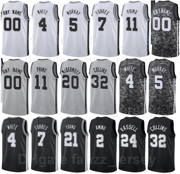 

screen printed basketball al-farouq aminu jersey 2 doug mcdermott 20 joshua primo 11 lonnie walker iv 1 jakob poeltl 25 dejounte murray 5 wh, Black;red