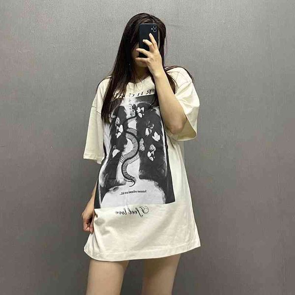 

check out the beauty trend rhude x-ray skeleton butterfly print short sleeve high street style loose hip hop couple t-shirt female, White;black