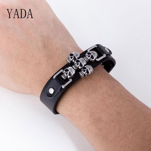 

charm bracelets yada gifts skeleton skull bracelets&bangles for men women pu punk friendship crystal jewelry bracelet bt200047, Golden;silver