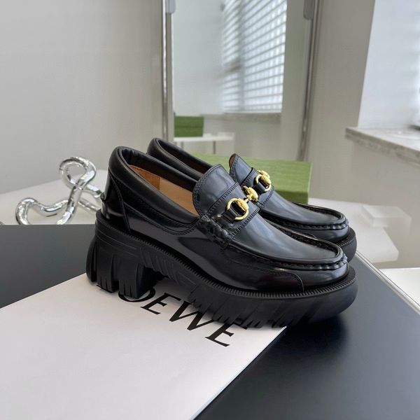 

2022 classic big head back sandals casual brand designer single shoes ladies metal decoration non-slip round comfortable loafers, Black