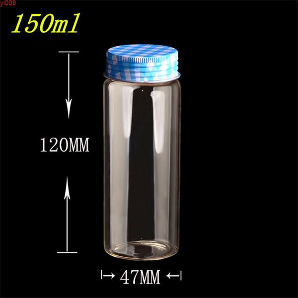 47 * 120 * 34 mm 150 ml Glasflaschen Silikonstopfen Schraube Aluminiumkappe Leere Geschenkgläser Flüssigkeitsfläschchen 12 Stück Gläser