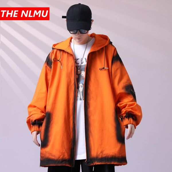 

men's jackets loose windbreaker hooded cargo streetwear hip hop zipper oversize jacket coats men harajuku casual orange wq340, Black;brown