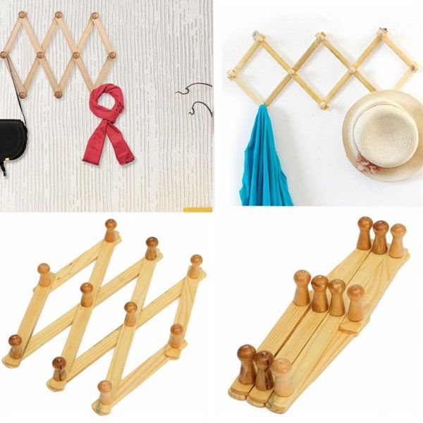 

hangers & racks decorative bathroom rack expandable fixed on wall sundries bag natural wood hat closet hook coat hooks clothes hanger