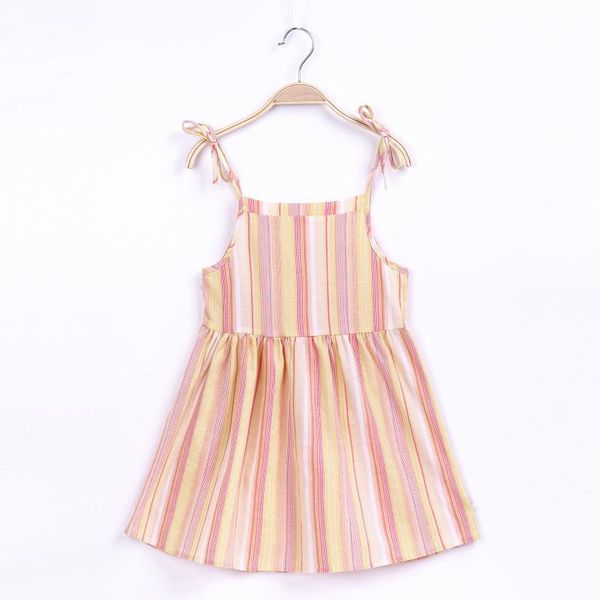 

girl's dresses summer kids for girls stripe slip korean little clothes party birthday toddler children casual sundress outfit set, Red;yellow