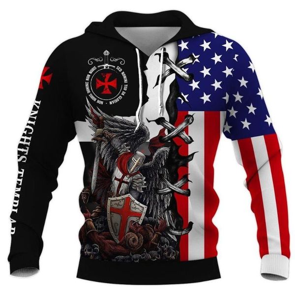

men's hoodies & sweatshirts cloocl knights templar hoodie 3d all over printed sweatshirt men/women hooded pullover fashion streetwear s, Black