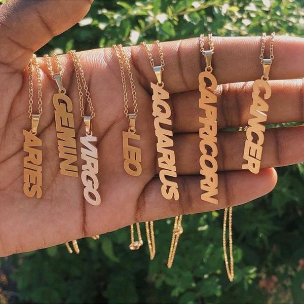 

pendant necklaces gemini aries sagittarius leo necklace 12 horoscope for women astrology gold stainless steel chain birthday, Silver