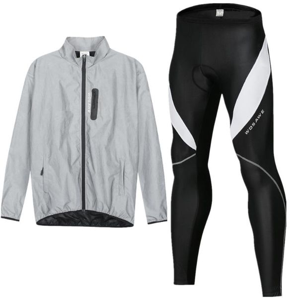

racing sets wosawe men autumn winter cycling jacket set windproof waterproof warm bike mtb padded pants bicycle suit clothing, Black;blue