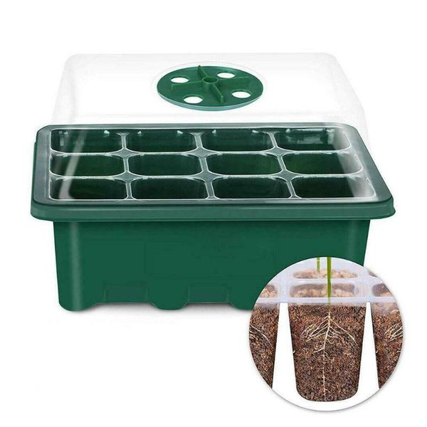 

planters & pots 12 holes home plant germination box garden grow nursery planting seed tray kit gardening propagation seeding pot