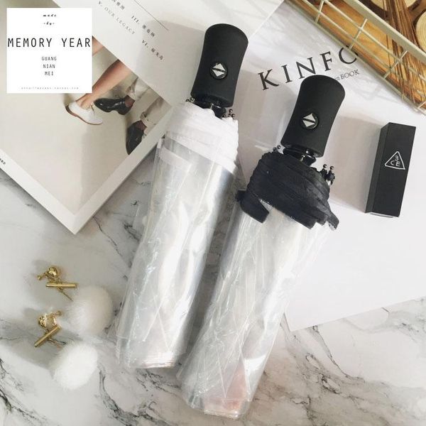 

umbrellas transparent umbrella tri fold full automatic weatherproof lady men