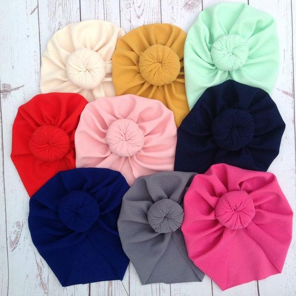 

toddler solid color donut cap comfortable knitting fabric born hat handmade round ball baby bonnet birthday gift caps & hats, Yellow