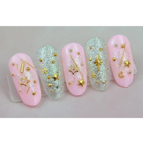 

nail art decorations 3d stamping plate decor metal star moon alloy glitter rhinestone decoration tu45889, Silver;gold