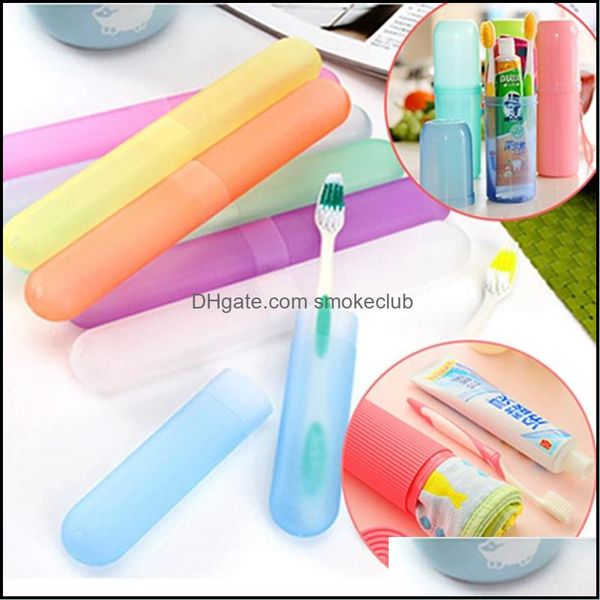 Caixas Caixas de Casa Organização Casa Jardim Plástico Caso Portátil Toothbrush Tube ER caixa de armazenamento Proteger suporte para uso de viagem Drop Deliv