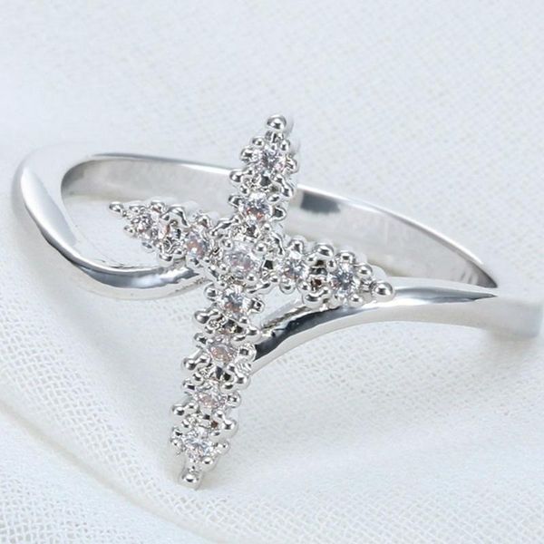 

alloy with acrylic statement cross ornaments bling ring fashion jewelry wedding bands/engagement rings for women wholesale, Slivery;golden