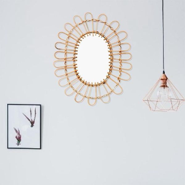 

mirrors rattan art decoration makeup mirror dressing bathroom wall hang
