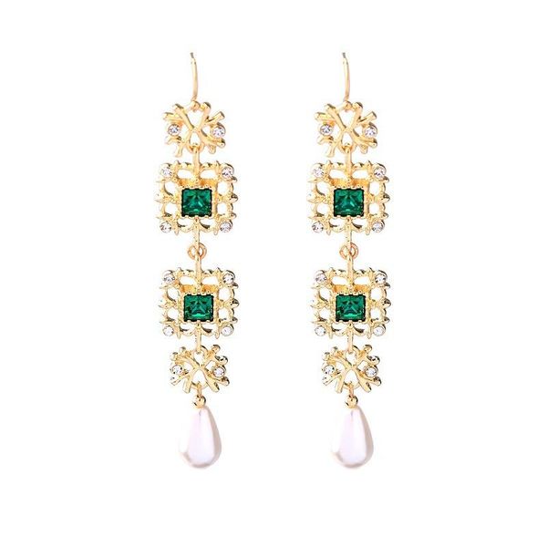 

dangle & chandelier vintage long square earrrings blue artificial gem and zirconia drop earring for women wedding party chirsmas gifts 10094, Silver