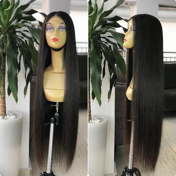 

lace wigs straight human hair 4x4 hd closure wig with baby pre-plucked remy brazilian impression pression, Black;brown