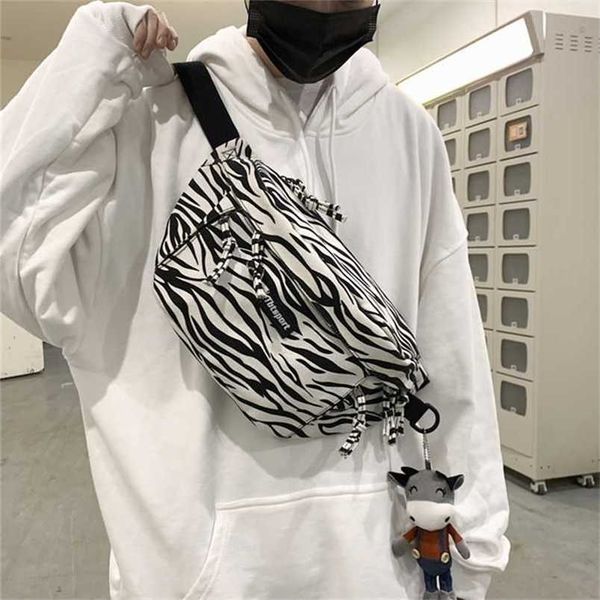 

large capacity waist bag fanny pack streetwear chest fashion zebra shoulde messenger outdoor big belt packs 211214