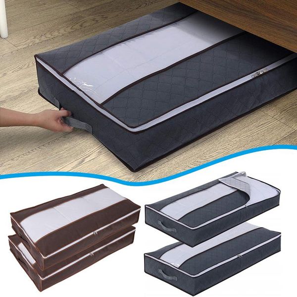 

clothing & wardrobe storage underbed bags 75l foldable flat quilt clothes organizers with window handle dual zipper for blanket sweater h88f