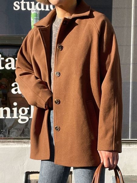 

dazy raglan sleeve button front overcoat y3ib#, Black