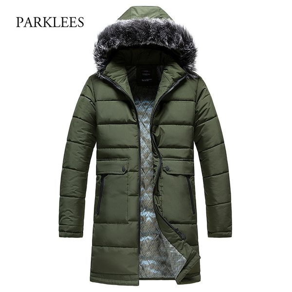 

solid warm hoodies mens winter parka casual thick jackets men oversized hooded big pocket fur outwear winter clothing 210524, Black;brown