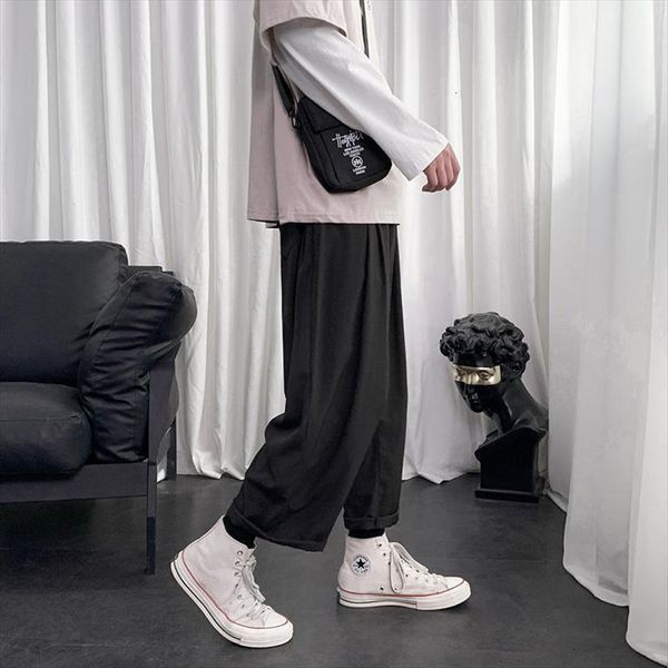 

pr straight casual fashion woman women pant oversize solid color trousers male streetwear vintage, Black