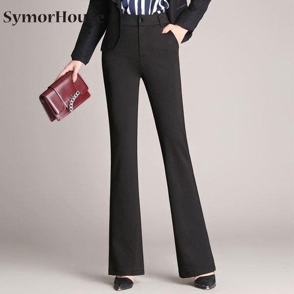 

women's pants & capris black blue skinny flare ol women ladies office high waist pocket straight work wear trousers pantalon mujer, Black;white