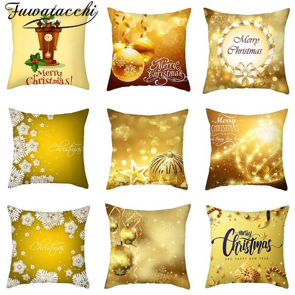 

cushion/decorative pillow fuwatacchi snow bell cushion cover yellow christmas gift decorative covers for home chair sofa throw pillowcases 4