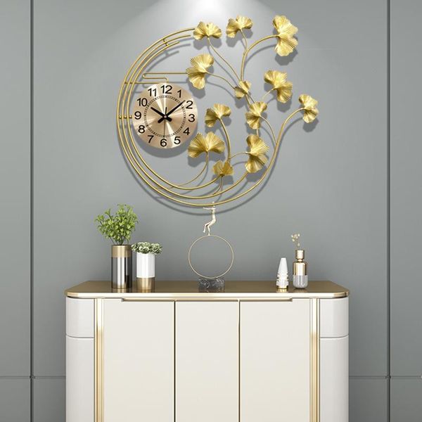 

gold digital wall clock nordic design luxury silent metal living room creative horloge murale home decoration 50wc clocks