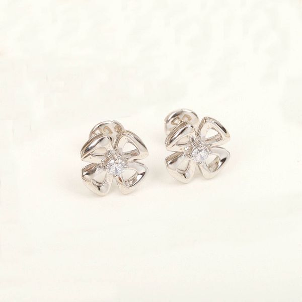 

luxury quality s925 silver charm stud earring in 18k rose gold plated and platinum color for women wedding jewelry gift have box stamp ps745, Golden