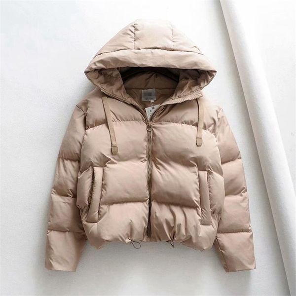 

cotton padded jacket winter hooded parkas woman warm down large size coat thicken women casual puffer 210916, Black