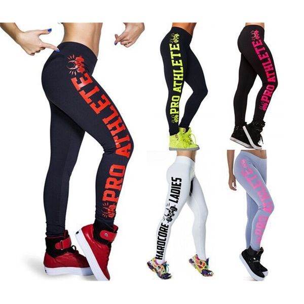 

leggings fashion side skull letter print capris hip carrying sports, Black