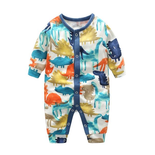 Dino Baby Boys Macacões Babe Romper com meninas 100% algodão jumpsuits recém-nascidos macacões de bebê roupas macias 3 6 9 12 meses 210413