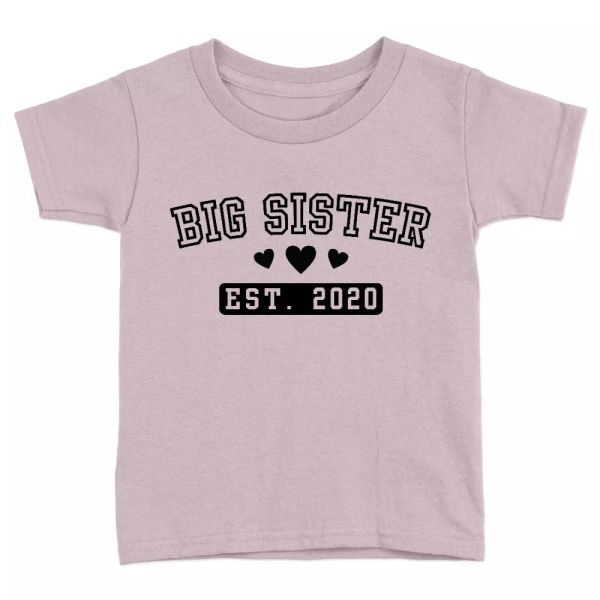 

big sister 2020 kids t-shirt new sister to be arrival announcement present gift, White;black