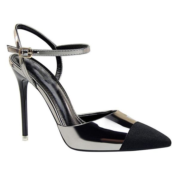 

dress shoes efour seasons stiletto high heels korean fashion social women's heel sandals female pointed backspac, Black
