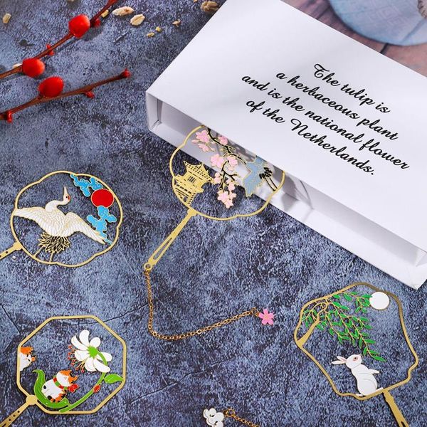 

bookmark 16 models panda cicada wings group fan metal brass hollow chinese style pendant book clip page folder stationery