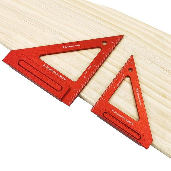 

professional hand tool sets 4/6 inch triangle ruler aluminum alloy woodworking square 45/90 degree measuring gauge height carpenter