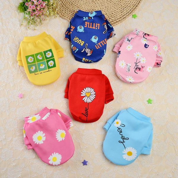 

dog apparel wholesale little daisy print fleece pet clothes cartoon design warm coat for small medium dogs cats supplies