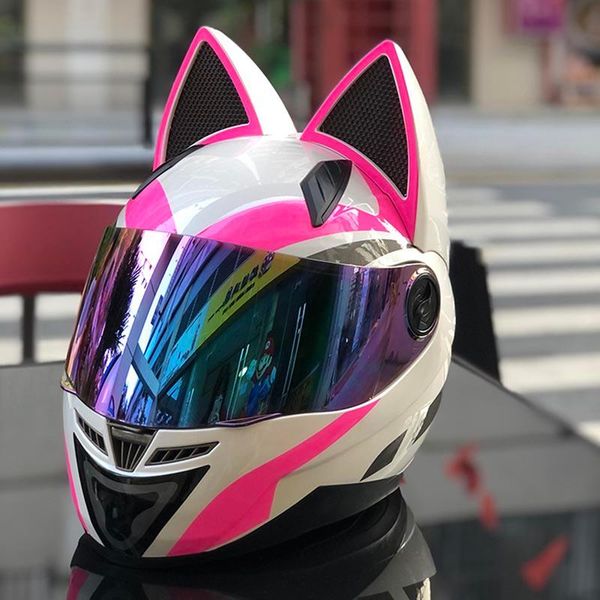 

motorcycle helmets nitrinos helmet men women personality white pink full face racing m /l/xl /xxl capacete