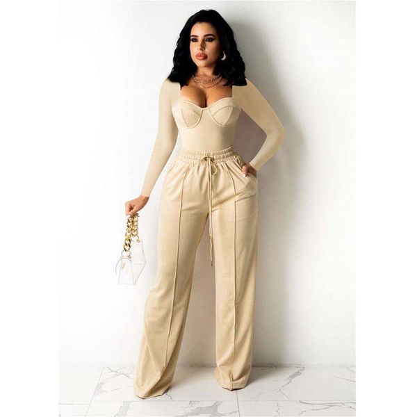 

women's two piece pants fall winter clothes long sleeve set women crop pants sets lounge club outfit streetwear wholesale items, White