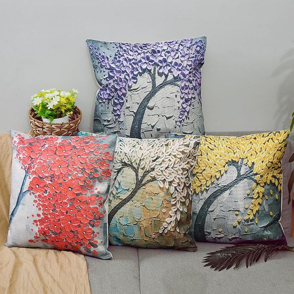 

1pcs maple pattern cotton linen throw 45*45cm pillow tree cushion cover car home sofa decorative pillowcase love cushion/decorative