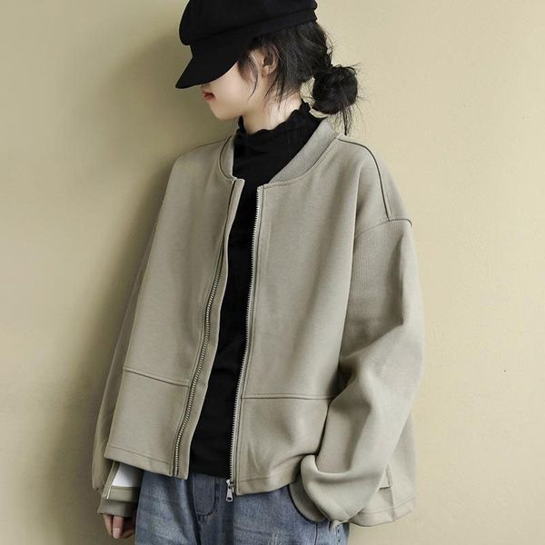 

autumn korea women's fashions long sleeve short all-combined solid casual with zipper female jackets size m490, Black;brown