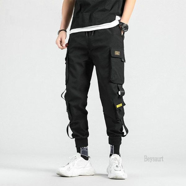 

black cargo pants men hip hop streetwear jogger harem trousers casual harajuku sweatpants male 2021 summer men's