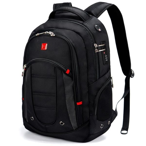 

backpack large capacity men business travel with code lock usb charging multi-layer 15.6 inch lapbag brand school bags