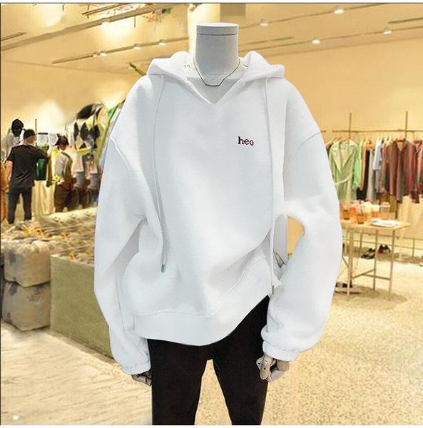 

women's hoodies & sweatshirts gray solid cotton loose oversized sweatshirt women long sleeve pullovers 2021autumn simple design casual, Black