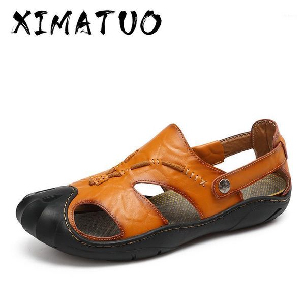 

sandals men shoes genuine leather summer causal beach man fashion outdoor casual sneakers1, Black