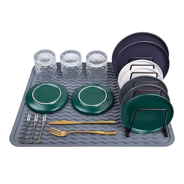 Mats Pads Prave de escorrinto de seca de silicone sem deslizamento para a cozinha Proteção contra a cozinha Mesa de filtro de água Placemat Bandeja de cozinha