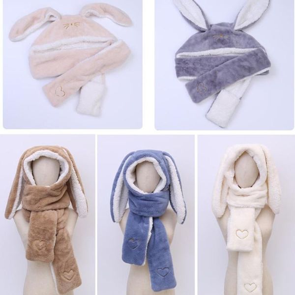 

beanie/skull caps sweet cartoon ear hat cute faux fur gift windproof scarf & gloves set winter thick w/ mitten, Blue;gray