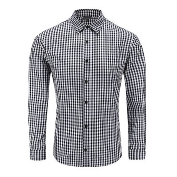 

cotton plaid size long sleeve men's shirt, White;black
