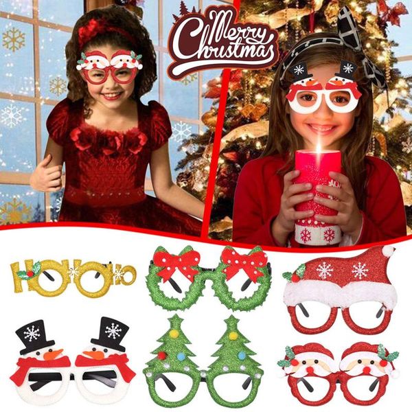 

party masks christmas gift cute cartoon glasses frame glittered eyeglasses for kids xmas decoration cosplay props